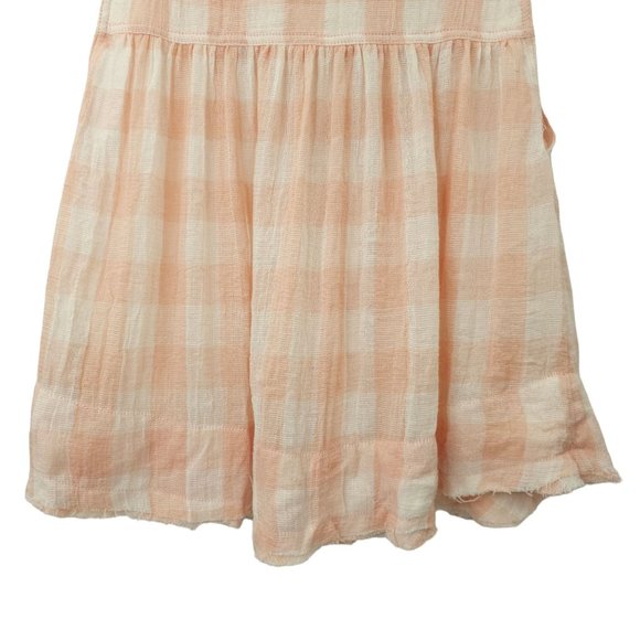 Free People Sleeveless Top Womens S Tank Pink White Check Hidden Button Front - Picture 13 of 14